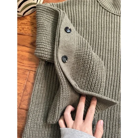 MNG Buttons Detail Knit Sweater Olive Green Khaki SIZE L - Picture 5 of 16